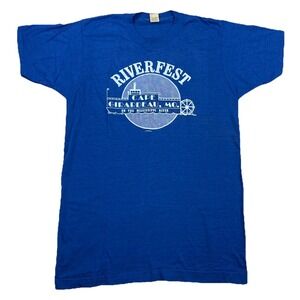 Vintage Riverfest Cape Girardeau Mississippi River Boat T-Shirt Blue 80's Large